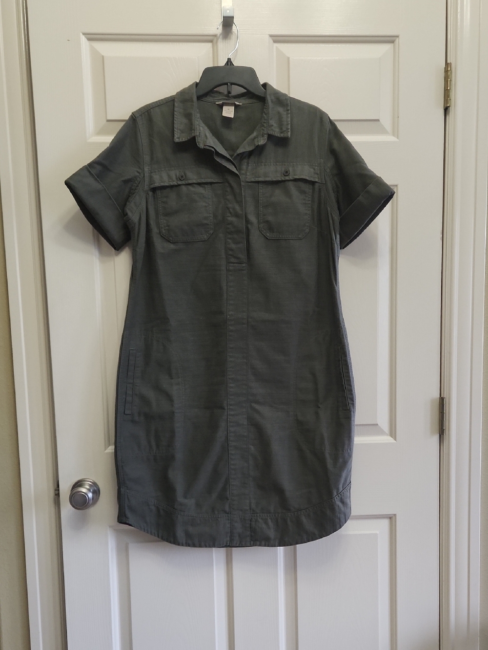 Duluth Trading Co Olive Green Utility Midi Dress